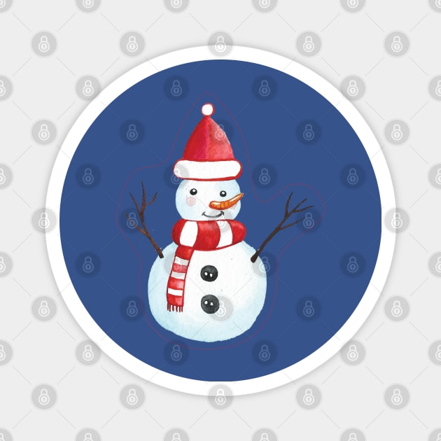 Snowman with santa hat Magnet by holidaystore